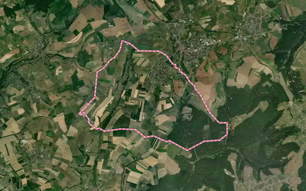 Vue satellite de Bining avec ses contours administratifs