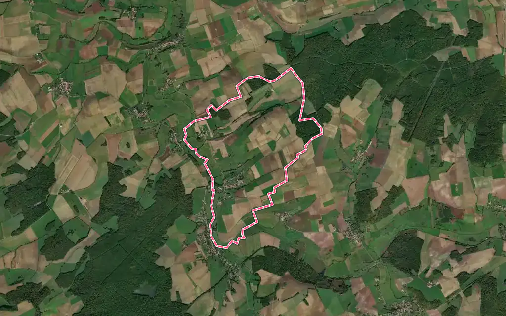 Vue satellite de Bioncourt avec ses contours administratifs