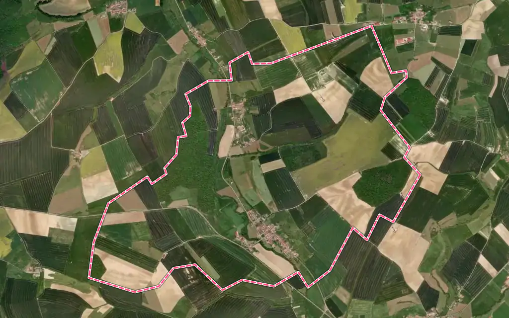 Vue satellite de Bionville-sur-Nied avec ses contours administratifs