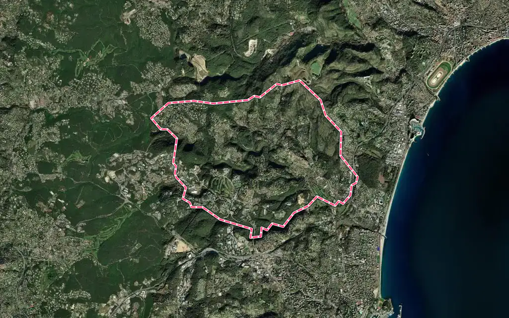 Vue satellite de Biot avec ses contours administratifs