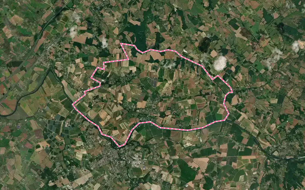 Vue satellite de Bioule avec ses contours administratifs