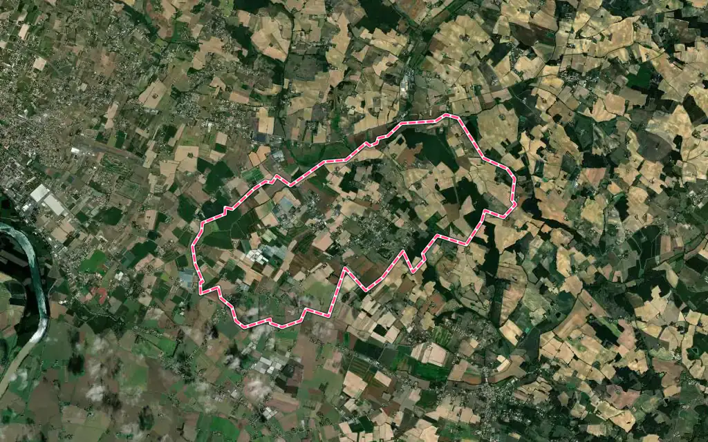 Vue satellite de Birac-sur-Trec avec ses contours administratifs