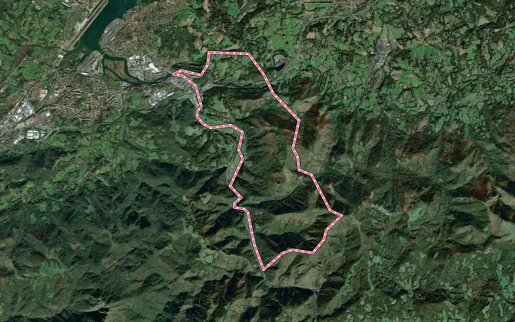 Vue satellite de Biriatou avec ses contours administratifs