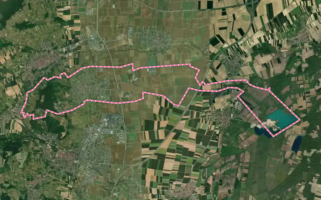 Vue satellite de Bischoffsheim avec ses contours administratifs