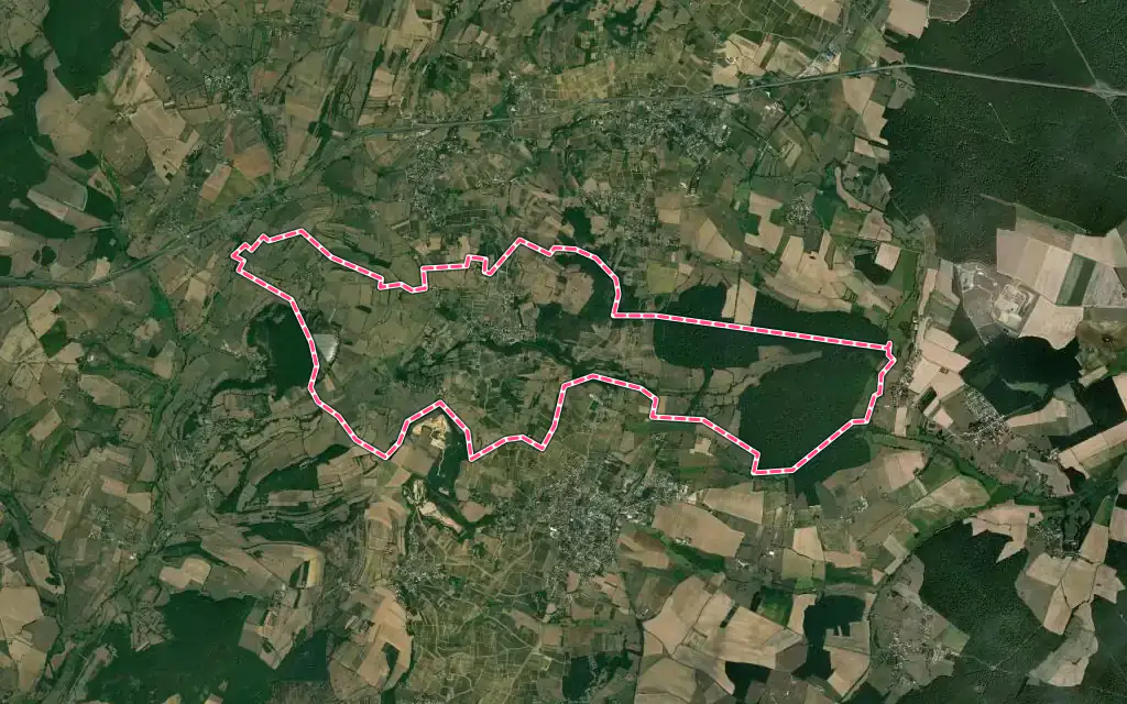 Vue satellite de Bissey-sous-Cruchaud avec ses contours administratifs