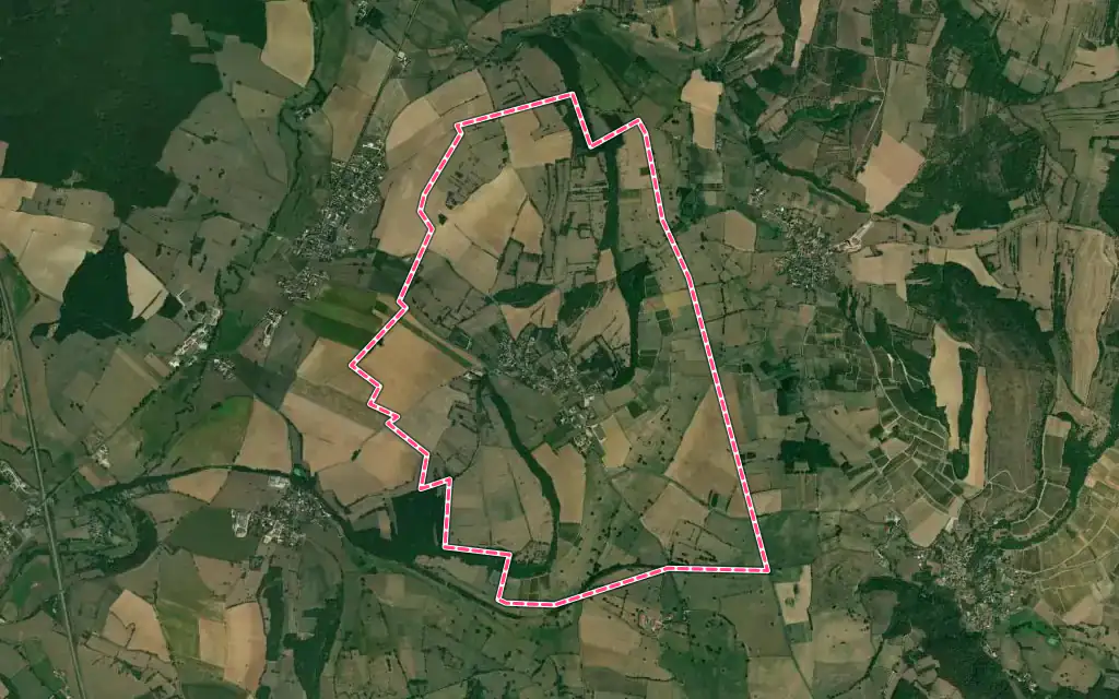 Vue satellite de Bissy-sur-Fley avec ses contours administratifs