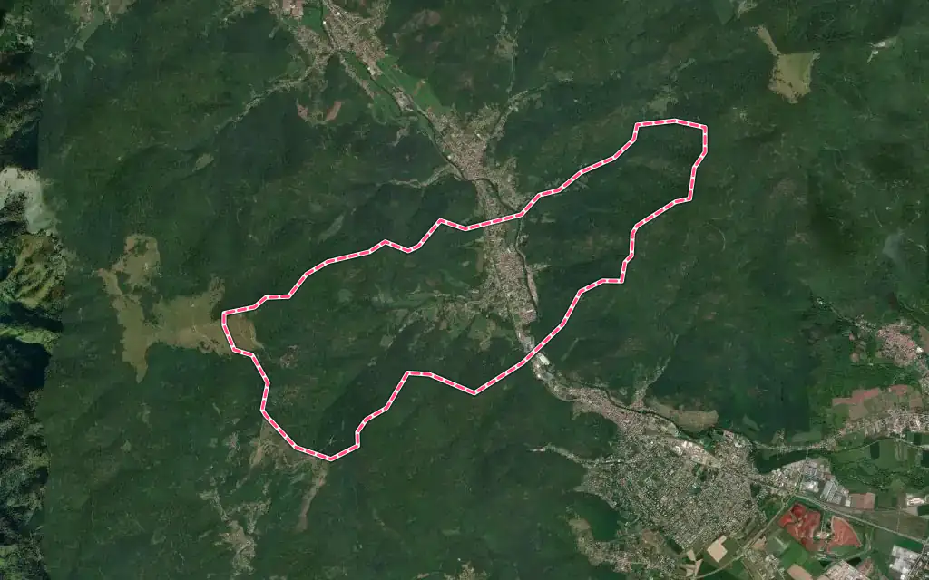Vue satellite de Bitschwiller-lès-Thann avec ses contours administratifs