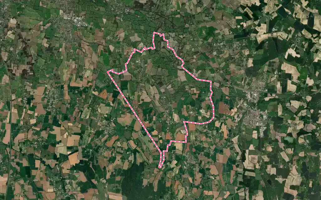 Vue satellite de Biziat avec ses contours administratifs