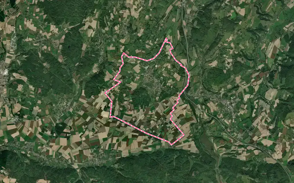 Vue satellite de Bizonnes avec ses contours administratifs