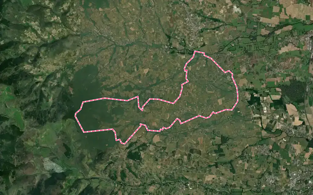 Vue satellite de Blacé avec ses contours administratifs