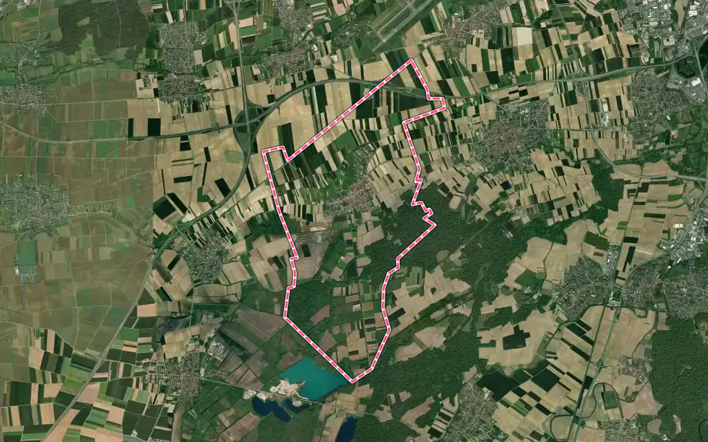 Vue satellite de Blaesheim avec ses contours administratifs