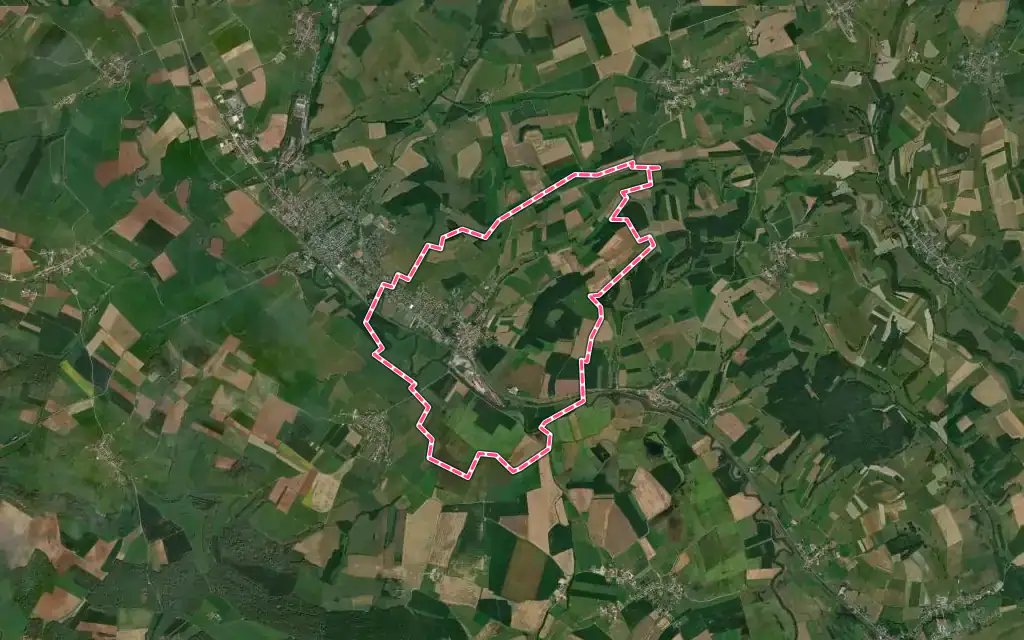 Vue satellite de Blagny avec ses contours administratifs