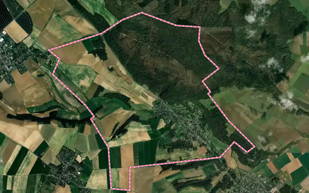 Vue satellite de Blaincourt-lès-Précy avec ses contours administratifs