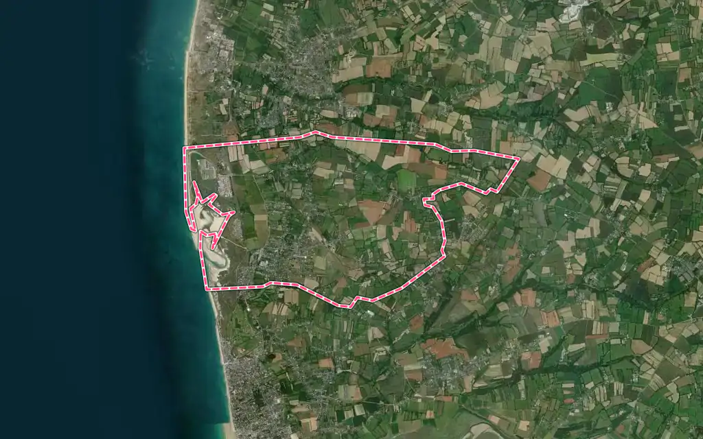 Vue satellite de Blainville-sur-Mer avec ses contours administratifs