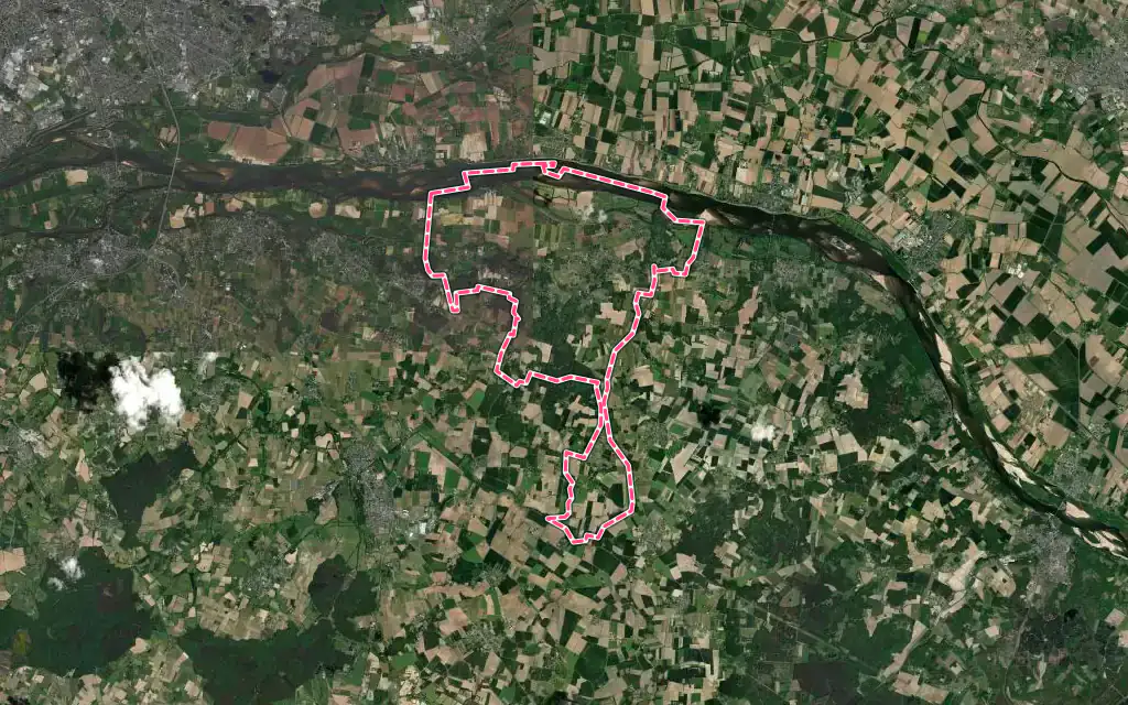 Vue satellite de Blaison-Saint-Sulpice avec ses contours administratifs