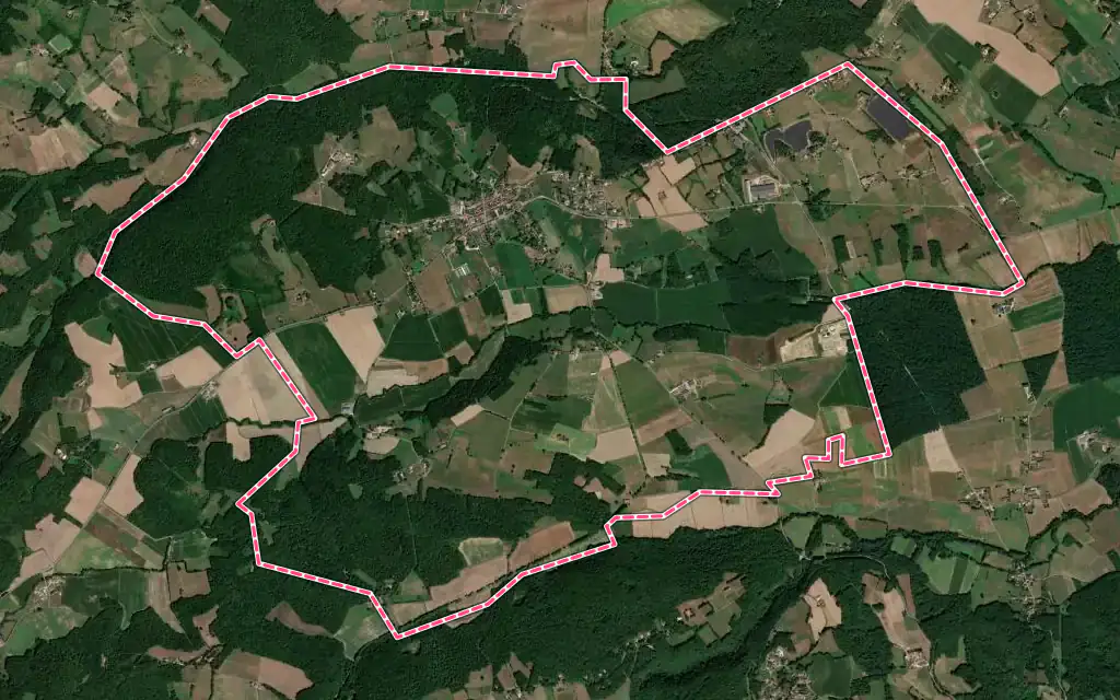 Vue satellite de Blajan avec ses contours administratifs