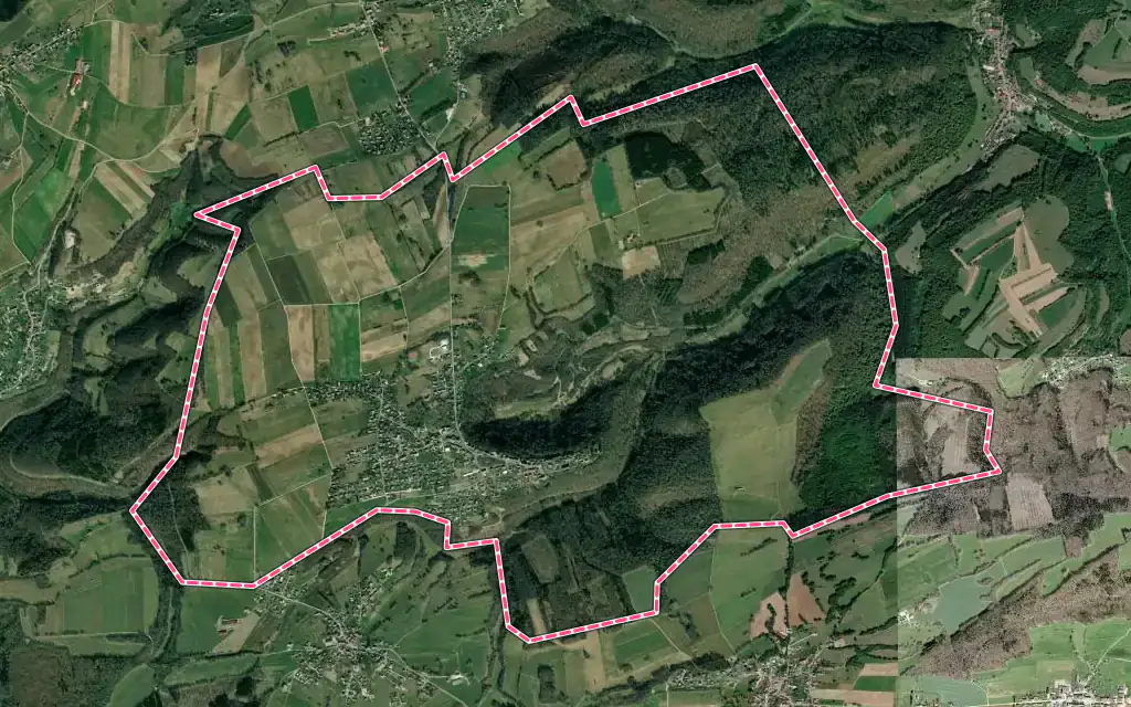 Vue satellite de Blamont avec ses contours administratifs