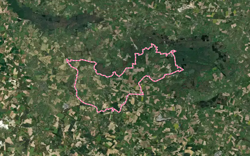 Vue satellite de Blandouet-Saint Jean avec ses contours administratifs