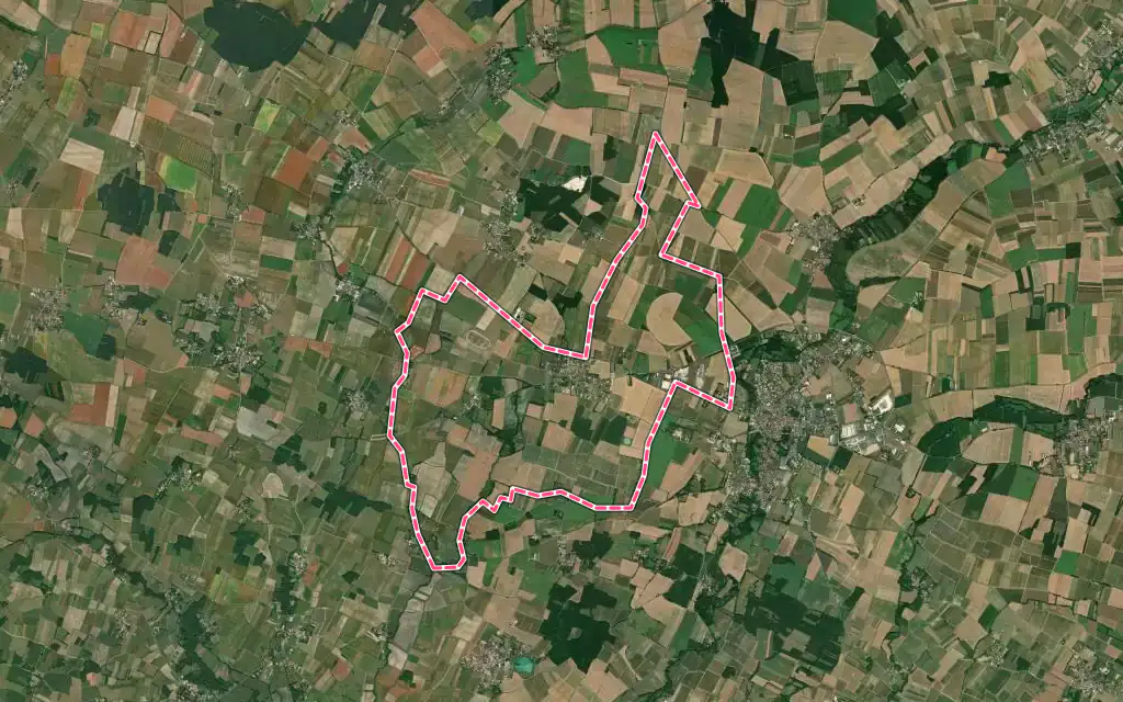 Vue satellite de Blanzac-lès-Matha avec ses contours administratifs