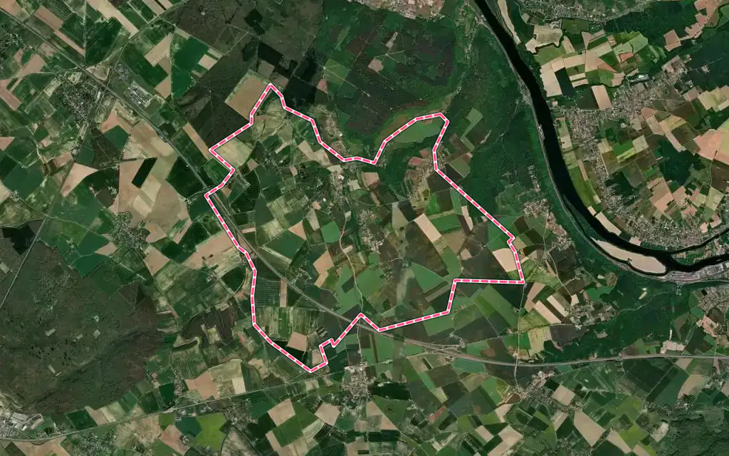 Vue satellite de Blaru avec ses contours administratifs