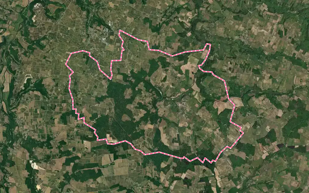 Vue satellite de Blasimon avec ses contours administratifs