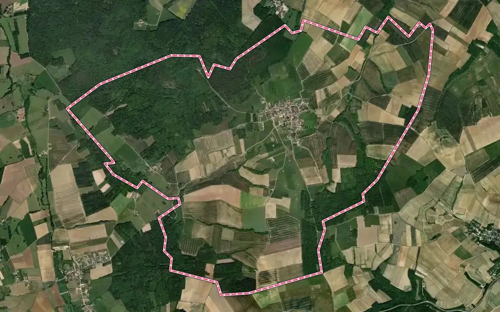 Vue satellite de Bleigny-le-Carreau avec ses contours administratifs