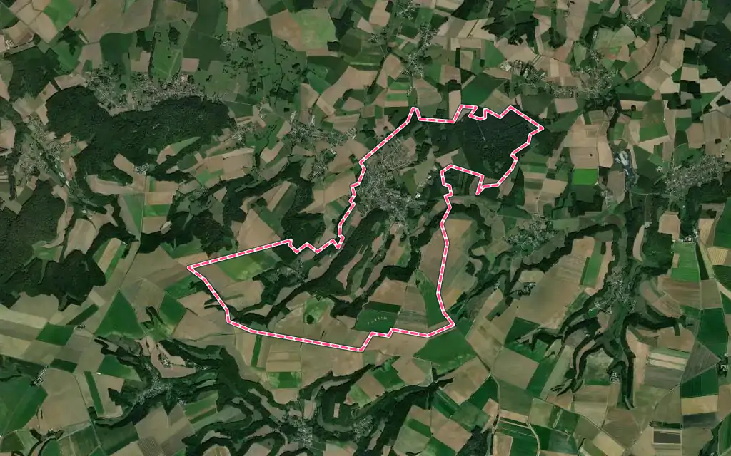 Vue satellite de Blérancourt avec ses contours administratifs