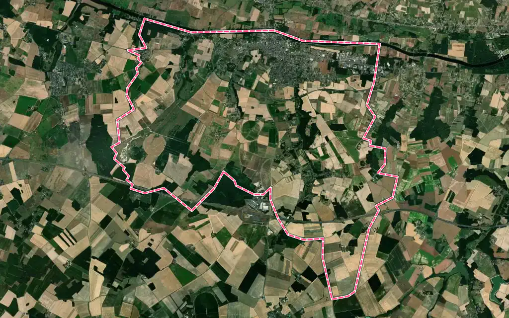 Vue satellite de Bléré avec ses contours administratifs