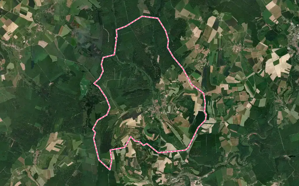 Vue satellite de Bleurville avec ses contours administratifs