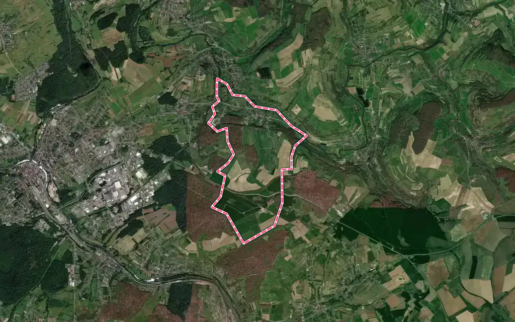 Vue satellite de Blies-Ébersing avec ses contours administratifs