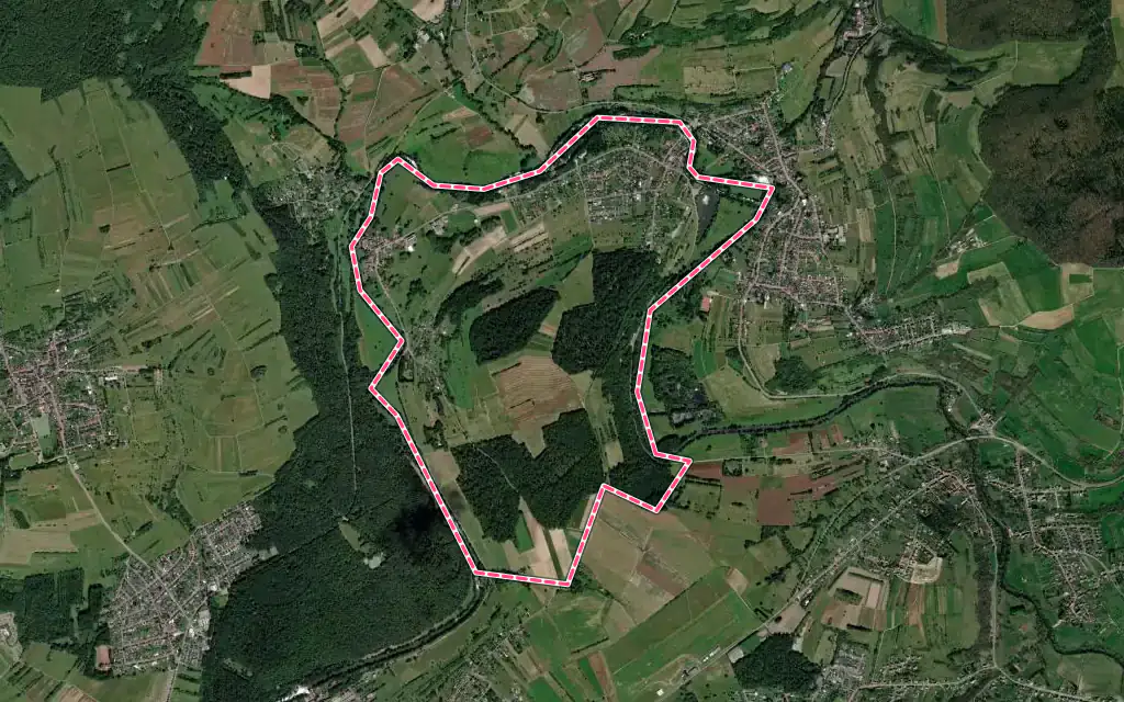 Vue satellite de Blies-Guersviller avec ses contours administratifs