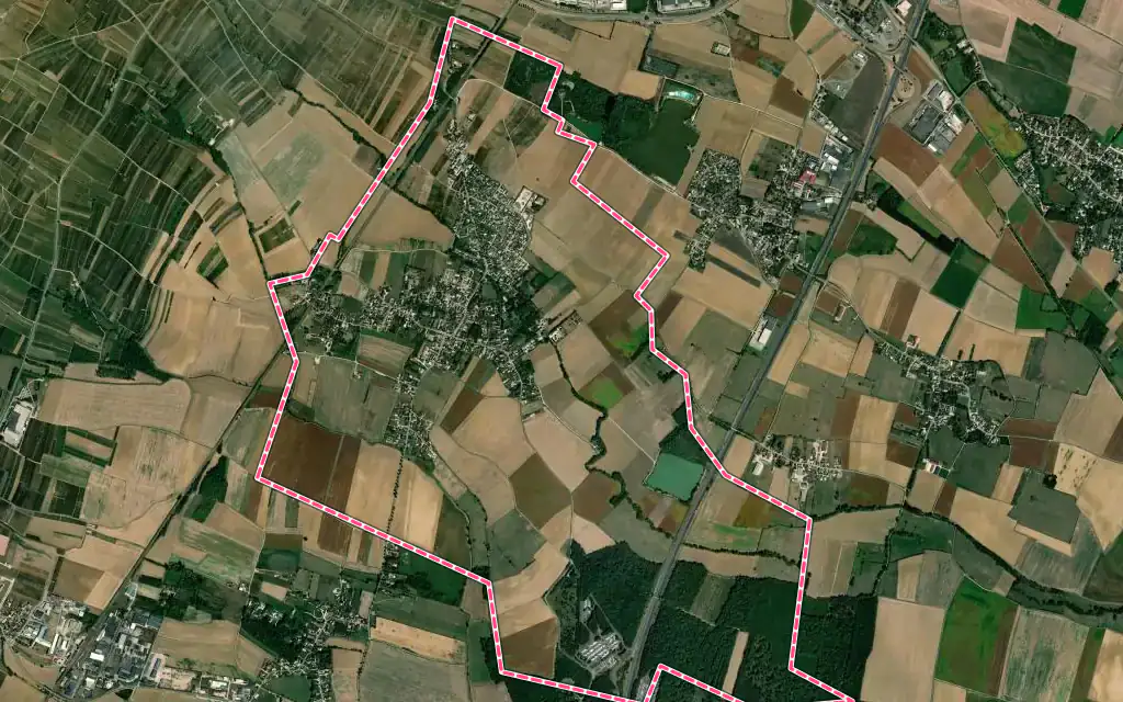 Vue satellite de Bligny-lès-Beaune avec ses contours administratifs