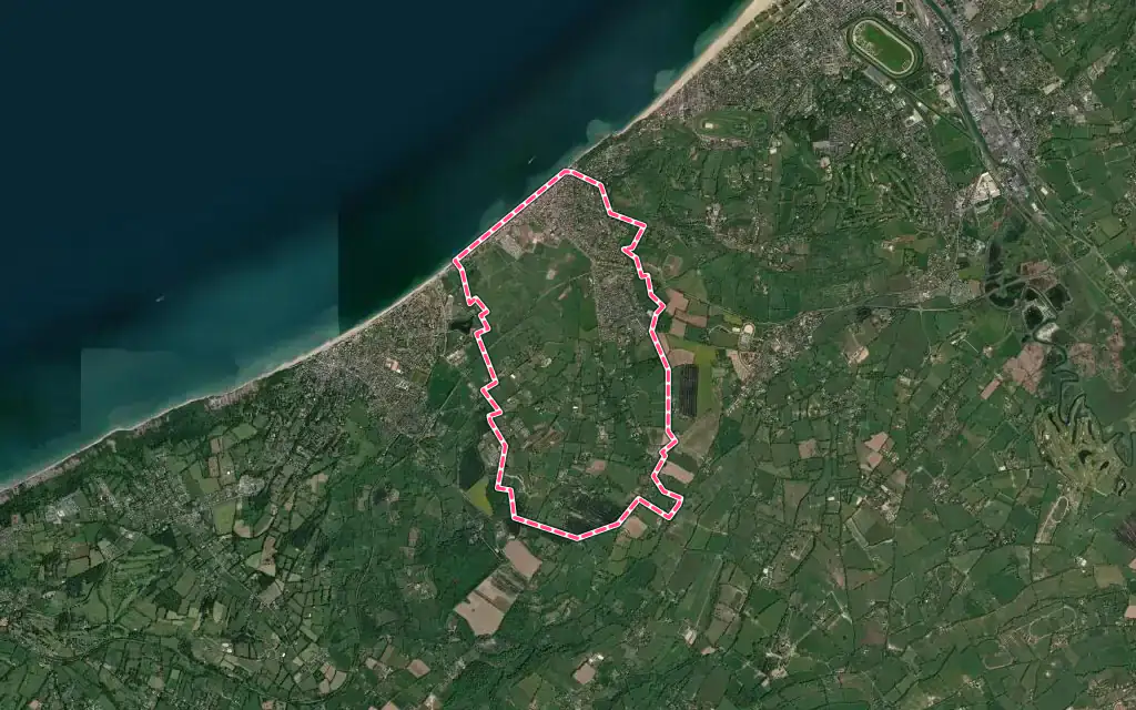 Vue satellite de Blonville-sur-Mer avec ses contours administratifs