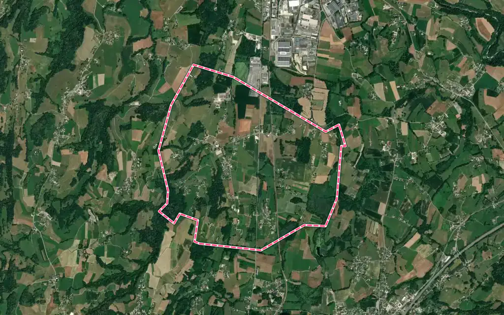 Vue satellite de Bloye avec ses contours administratifs