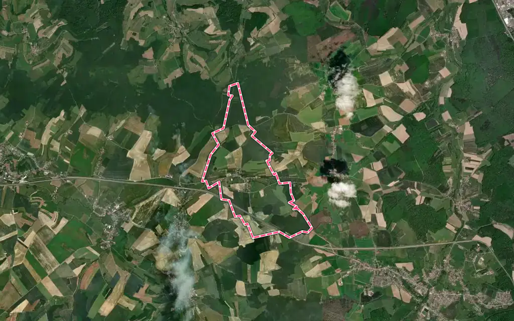 Vue satellite de Bocquegney avec ses contours administratifs