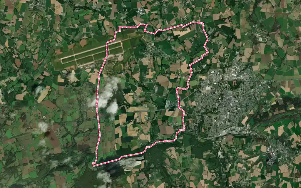 Vue satellite de Bodilis avec ses contours administratifs