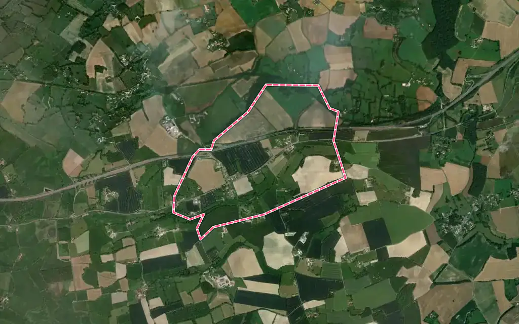 Vue satellite de Boëcé avec ses contours administratifs