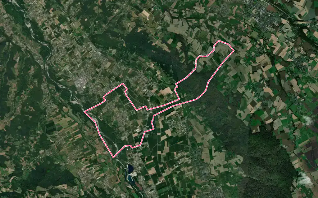 Vue satellite de Boeil-Bezing avec ses contours administratifs