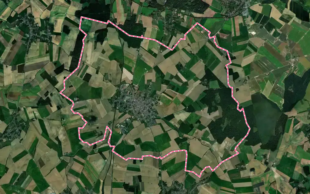 Vue satellite de Bohain-en-Vermandois avec ses contours administratifs