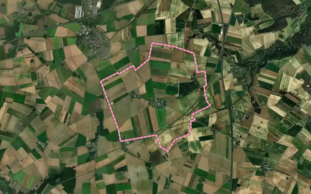 Vue satellite de Boinville-le-Gaillard avec ses contours administratifs