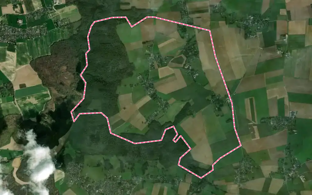 Vue satellite de Bois-d'Ennebourg avec ses contours administratifs