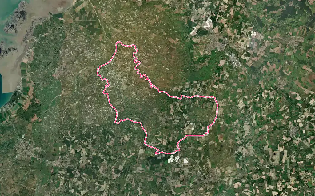 Vue satellite de Bois-de-Céné avec ses contours administratifs