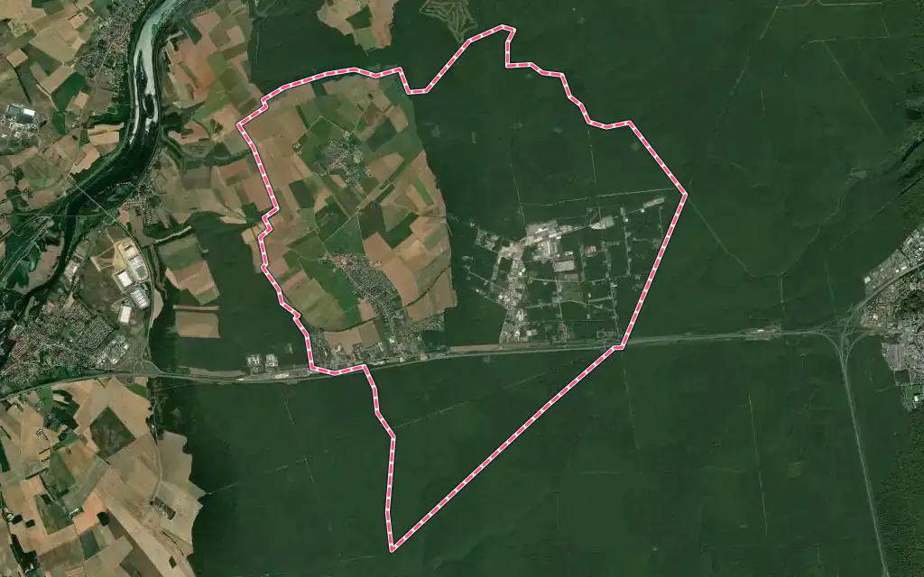 Vue satellite de Bois-de-Haye avec ses contours administratifs