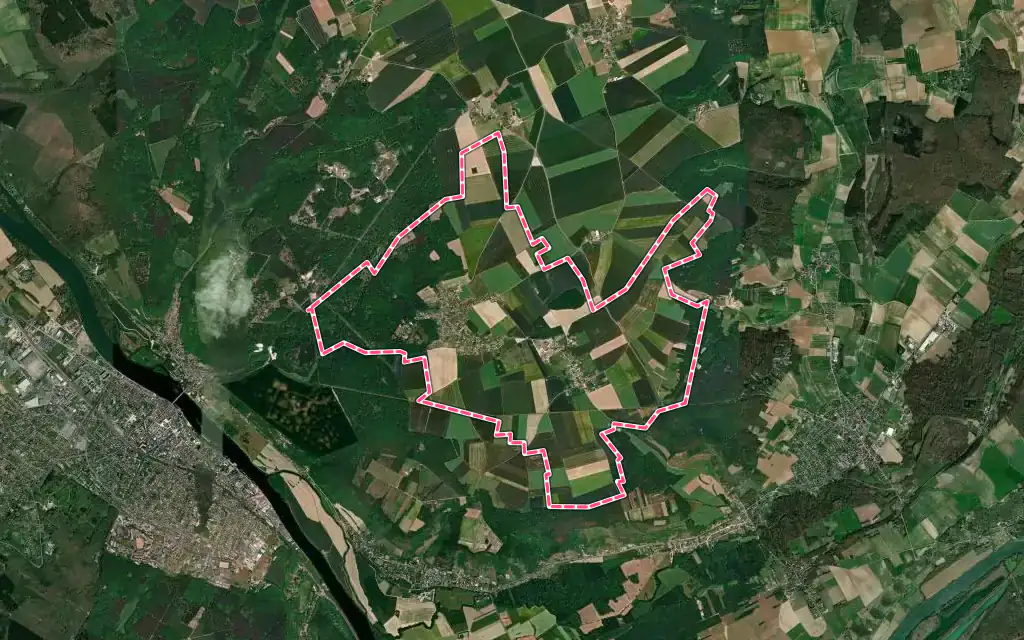 Vue satellite de Bois-Jérôme-Saint-Ouen avec ses contours administratifs