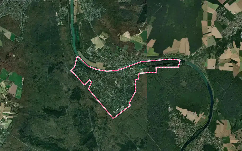Vue satellite de Bois-le-Roi avec ses contours administratifs