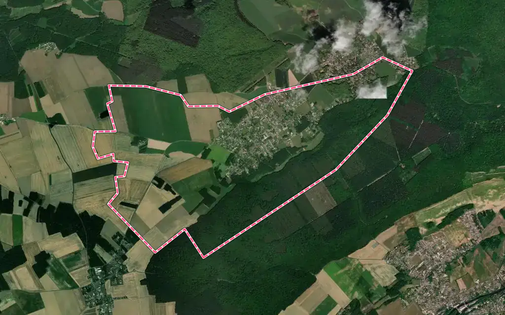 Vue satellite de Bois-le-Roi avec ses contours administratifs