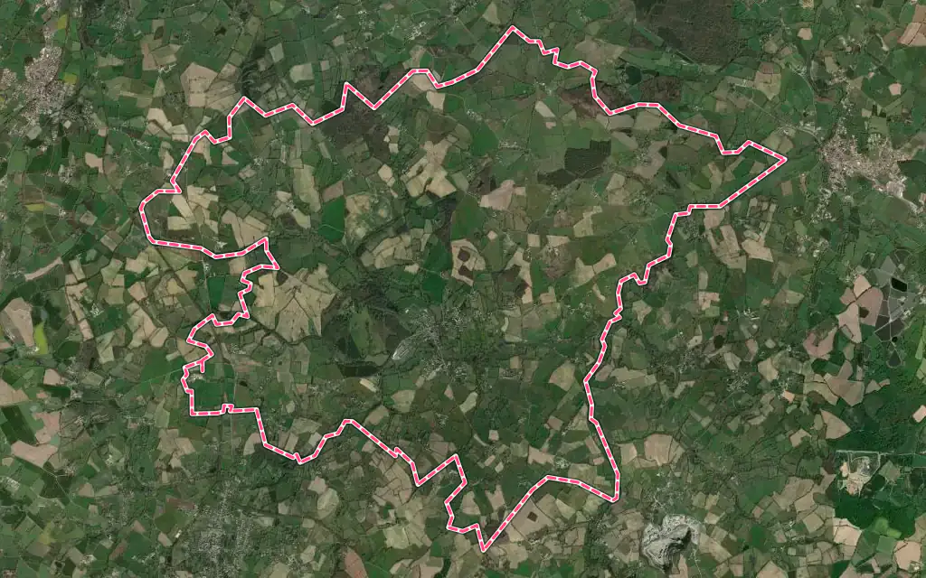 Vue satellite de Boismé avec ses contours administratifs