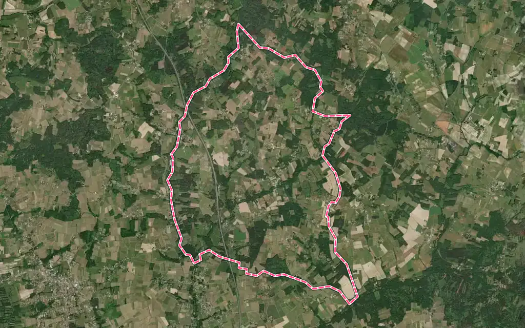 Vue satellite de Boisredon avec ses contours administratifs