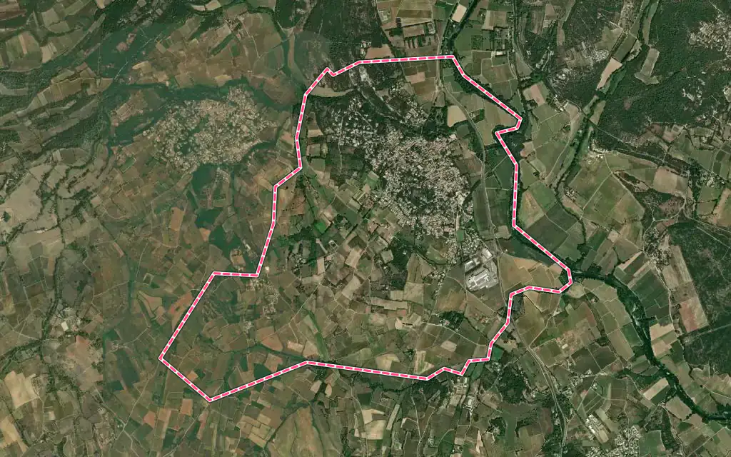 Vue satellite de Boisseron avec ses contours administratifs