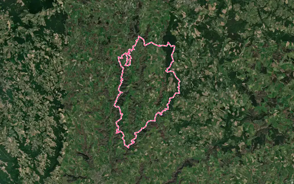 Vue satellite de Boisset avec ses contours administratifs